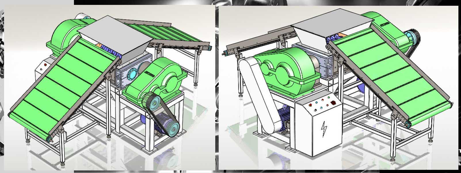 越都雙軸撕碎機(jī) 帶輸送線圖